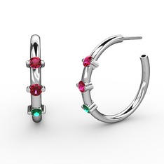 Yeşil kuvars ve rodolit garnet 925 ayar gümüş küpe