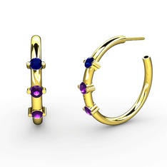 Lita Halka Küpe - Ametist ve lab safir 18 ayar altın küpe #7c7rgh