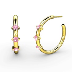 Lita Halka Küpe - Pembe kuvars 14 ayar altın küpe #7vub4b