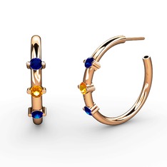 Lab safir ve sitrin 18 ayar rose altın küpe