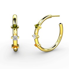 Lita Halka Küpe - Sitrin, pırlanta ve peridot 18 ayar altın küpe (0.22 karat) #9gh4yw