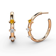 Lita Halka Küpe - Pırlanta, swarovski ve sitrin 18 ayar rose altın küpe (0.22 karat) #9qh1bz