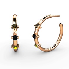 Lita Halka Küpe - Peridot, siyah zirkon ve dumanlı kuvars 8 ayar rose altın küpe #9qjkpy