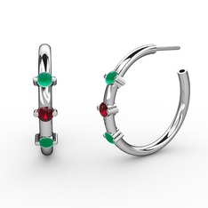 Lita Halka Küpe - Kök zümrüt ve garnet 14 ayar beyaz altın küpe #a7juxi