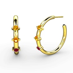 Lita Halka Küpe - Kök yakut ve sitrin 925 ayar altın kaplama gümüş küpe #aajn21