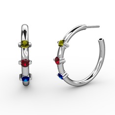 Lita Halka Küpe - Lab safir, garnet ve peridot 18 ayar beyaz altın küpe #ac4daa