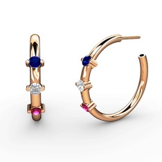 Lita Halka Küpe - Rodolit garnet, swarovski ve lab safir 14 ayar rose altın küpe #afjpix