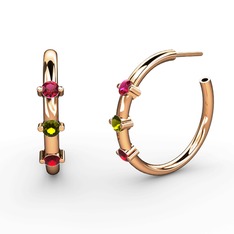 Lita Halka Küpe - Garnet, peridot ve rodolit garnet 14 ayar rose altın küpe #ahe0sg