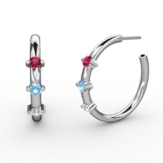 Swarovski, akuamarin ve rodolit garnet 925 ayar gümüş küpe
