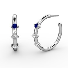 Lita Halka Küpe - Beyaz zirkon, swarovski ve lab safir 8 ayar beyaz altın küpe #alpxle