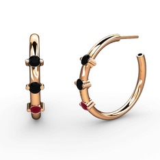 Lita Halka Küpe - Kök yakut ve siyah zirkon 8 ayar rose altın küpe #b3norz