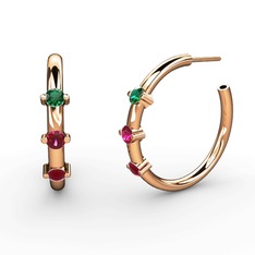 Lita Halka Küpe - Kök yakut, rodolit garnet ve yeşil kuvars 8 ayar rose altın küpe #b4uvgb