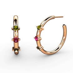 Lita Halka Küpe - Dumanlı kuvars, rodolit garnet ve peridot 14 ayar rose altın küpe #b9eshd