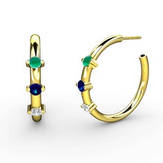 Lita Halka Küpe - Beyaz zirkon, lab safir ve kök zümrüt 925 ayar altın kaplama gümüş küpe #b9hxd8