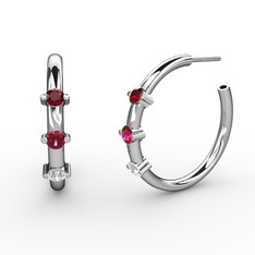 Lita Halka Küpe - Swarovski, rodolit garnet ve garnet 18 ayar beyaz altın küpe #bchy84