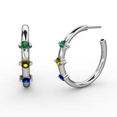 Lita Halka Küpe - Lab safir, peridot ve yeşil kuvars 925 ayar gümüş küpe #bstmqv