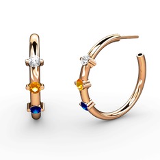 Lita Halka Küpe - Lab safir, sitrin ve pırlanta 8 ayar rose altın küpe (0.22 karat) #c1mgz5