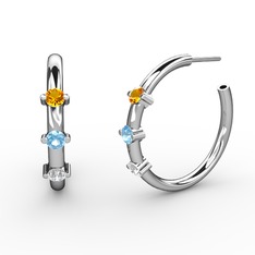 Lita Halka Küpe - Swarovski, akuamarin ve sitrin 14 ayar beyaz altın küpe #crqlwu