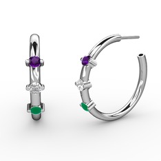 Lita Halka Küpe - Kök zümrüt, swarovski ve ametist 18 ayar beyaz altın küpe #cvj3fy