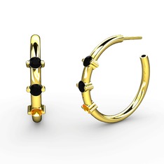 Lita Halka Küpe - Sitrin ve siyah zirkon 8 ayar altın küpe #d0s93l