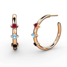 Lita Halka Küpe - Siyah zirkon, akuamarin ve kök yakut 8 ayar rose altın küpe #d9z60x