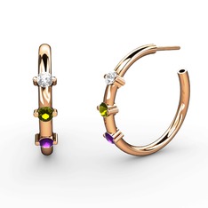 Lita Halka Küpe - Ametist, peridot ve swarovski 925 ayar rose altın kaplama gümüş küpe #do8ohk