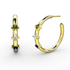 Lita Halka Küpe - Lab safir, pırlanta ve peridot 18 ayar altın küpe (0.22 karat) #do9kqz