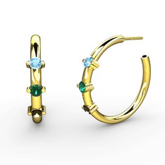 Lita Halka Küpe - Dumanlı kuvars, yeşil kuvars ve akuamarin 18 ayar altın küpe #e5sena