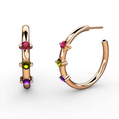 Lita Halka Küpe - Ametist, peridot ve rodolit garnet 14 ayar rose altın küpe #e6oxqc