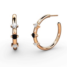 Lita Halka Küpe - Pırlanta, siyah zirkon ve swarovski 925 ayar rose altın kaplama gümüş küpe (0.22 karat) #ecr99d