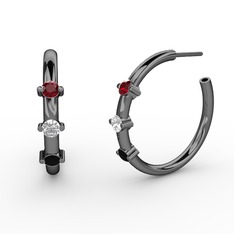 Lita Halka Küpe - Siyah zirkon, beyaz zirkon ve garnet 925 ayar siyah rodyum kaplama gümüş küpe #emaqcp