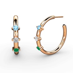 Lita Halka Küpe - Kök zümrüt, swarovski ve akuamarin 8 ayar rose altın küpe #ewxuxe