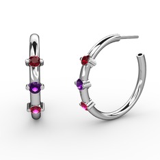 Lita Halka Küpe - Rodolit garnet, ametist ve garnet 925 ayar gümüş küpe #ffk1ub