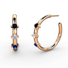 Lita Halka Küpe - Lab safir, pırlanta ve siyah zirkon 18 ayar rose altın küpe (0.22 karat) #ffkrtt