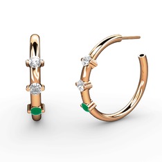 Lita Halka Küpe - Kök zümrüt, beyaz zirkon ve pırlanta 925 ayar rose altın kaplama gümüş küpe (0.22 karat) #fk8czf