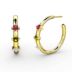 Lita Halka Küpe - Swarovski, peridot ve rodolit garnet 8 ayar altın küpe #fmdvfl