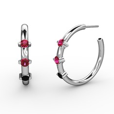 Siyah zirkon ve rodolit garnet 925 ayar gümüş küpe