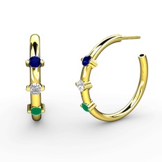 Lita Halka Küpe - Kök zümrüt, pırlanta ve lab safir 18 ayar altın küpe (0.22 karat) #gbhs6g