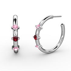 Lita Halka Küpe - Pembe kuvars ve garnet 925 ayar gümüş küpe #gfp0kp
