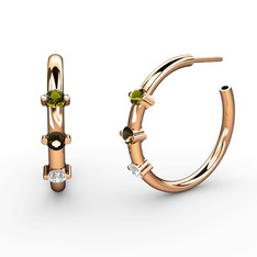 Lita Halka Küpe - Swarovski, dumanlı kuvars ve peridot 14 ayar rose altın küpe #gismk1