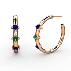 Lita Halka Küpe - Lab safir ve yeşil kuvars 18 ayar rose altın küpe #glbyu7