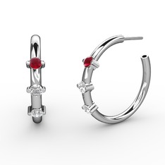 Lita Halka Küpe - Pırlanta, beyaz zirkon ve kök yakut 8 ayar beyaz altın küpe (0.22 karat) #gn5ubh