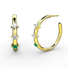 Lita Halka Küpe - Kök zümrüt ve beyaz zirkon 8 ayar altın küpe #goy8ig