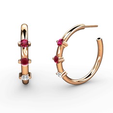 Lita Halka Küpe - Pırlanta, kök yakut ve rodolit garnet 18 ayar rose altın küpe (0.22 karat) #hpcfhw