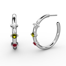 Kök yakut, peridot ve swarovski 925 ayar gümüş küpe