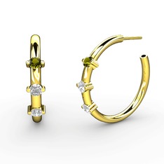 Lita Halka Küpe - Swarovski ve peridot 18 ayar altın küpe #i7nnpc
