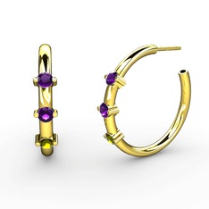 Lita Halka Küpe - Peridot ve ametist 8 ayar altın küpe #iwufpa