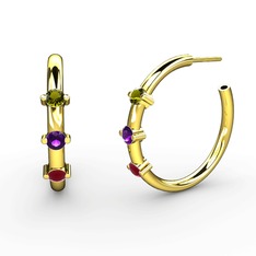 Lita Halka Küpe - Kök yakut, ametist ve peridot 18 ayar altın küpe #ix5eqa