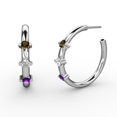 Lita Halka Küpe - Ametist, swarovski ve dumanlı kuvars 18 ayar beyaz altın küpe #j1zqqj