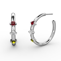 Lita Halka Küpe - Peridot, swarovski ve garnet 925 ayar gümüş küpe #j1zw96